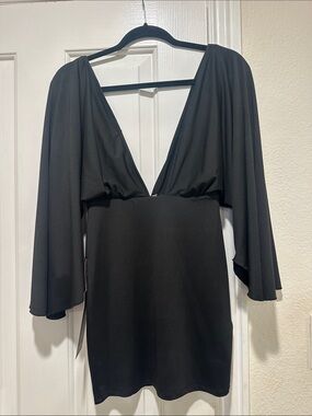 bebe Black Deep-V Mini Dress